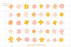 Retro Groovy Flowers SVG bundle | 70s 60s Hippie flowers Product Image 3