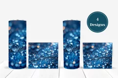 Blue Glitter Tumbler Sublimation, Blue Tumbler Wrap Design Product Image 3