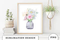 Watercolor Flowers Bouquet png Product Image 3