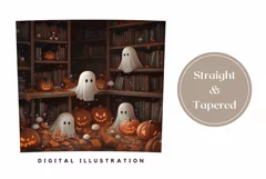 Cartoon Halloween Tumbler Wrap, Cute Ghosts Tumbler Design Product Image 3