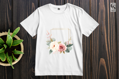 Watercolor Rose Floral Frame Clipart Sublimation PNG Product Image 2