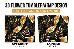 Golden and black 3d leaves tumbler wrap Product Image 3