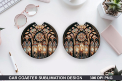 Stained Glass Car Coaster Sublimation| Valentine Coaster PNG Product Image 1