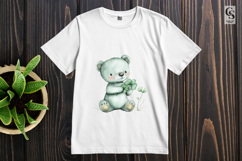 Cute Teddy Bear Lucky Clover Clipart Sublimation PNG Product Image 3