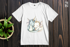 Sleeping Baby Dragon Unicorn Clipart Sublimation PNG Product Image 3