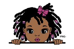 Cute Afro Girl with Braids SVG | Black Girl Head Clipart Product Image 3