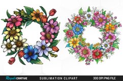 Spring Flower Wreath Watercolor Clipart Bundle Product Image 3
