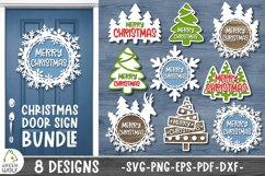 Christmas door sign bundle Laser cut Christmas svg bundle Product Image 1