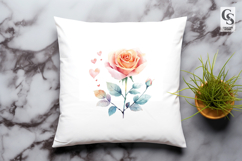 Watercolor Rose Flower Clipart Sublimation PNG Product Image 3