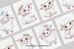 15 Bundle Watercolor Baby Sheep Farm Lamb Kids Cute White Product Image 3