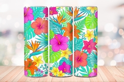Tropical Floral Seamless 20 OZ Skinny Tumbler Wrap PNG. Product Image 3
