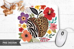 Vibrant Apple Animal Prints and Flowers Mouse Pad PNG Product Image 1