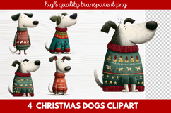4 Christmas Dogs Clipart | Cute Holiday Puppy PNG Illustrati Product Image 1