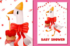Silly Goose Baby Shower Cards, Hand Drawn Cute Goose Product Image 3