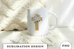Watercolor Floral cross sublimation Png Product Image 3