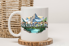 Glacier National Park PNG, Vintage Mountain Lake Sublimation Product Image 4