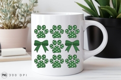St Patricks Day Dog Paw Prints And Bows Sublimation PNG Product Image 2