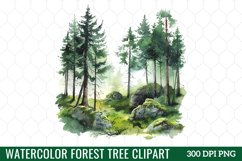 Watercolor Forest Tree Clipart Product Image 1