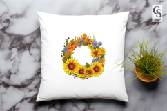 Sunflower Floral Wreath Frame Clipart Sublimation PNG Product Image 3