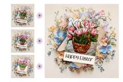 Easter Greeting Card, Stained Glass Tulips Sublimation Product Image 3
