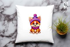 Cute Winter Fox in Hat Clipart Sublimation PNG Product Image 3