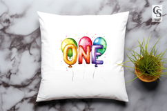 Watercolor One Balloon Birthday Clipart Sublimation PNG Product Image 3