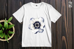 Blue White Floral Anemone Illustration Clipart PNG Product Image 2