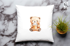 Cute Bear with Coffee Drink Clipart Sublimation PNG Product Image 3