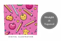Kawaii School Tumbler Wrap, Back to School Sublimation PNG Product Image 3