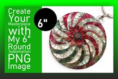 Glittery Floral Mosaic Round Design Sublimation Keychain Product Image 1