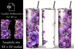 Own Name Flowers Watercolor Bundle 20oz Skinny Tumbler Wrap Product Image 4