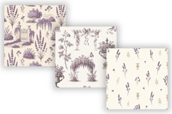 Lavender Purple Toile Digital Paper, Seamless Floral Pattern Product Image 3
