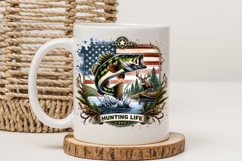 Patriotic Hunting Life PNG, American Flag Bass &amp; Deer Design Product Image 3