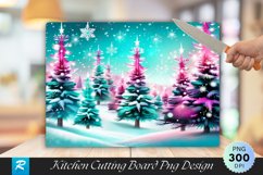 Ethereal Starry Snowfall Forest Cutting Board PNG Design Product Image 1