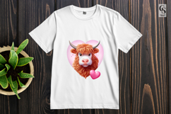 Cute Highland Cow Valentine Ice Cream PNG Product Image 2