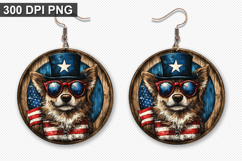 Dog Earring Sublimation PNG - 4th of July Earring Design Product Image 1