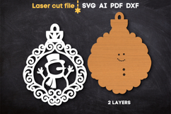 Christmas Ornament Snowman SVG laser cut file for Glowforg Product Image 3