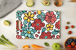 Cute Doodle Flowers Cutting Boards sublimation Design Product Image 3