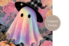 Glitter Ghost Tumbler Wrap Design, Floral Halloween Tumbler Product Image 3