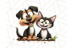 Dog and Cat Friends PNG, Cute Pet Clipart, Funny Animal Art Product Image 3