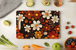 Boho Fall Cute Flowers Cutting Boards sublimation Design Product Image 3