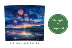 Fireworks Tumbler Wrap Design, Watercolor Tumbler PNG Product Image 3