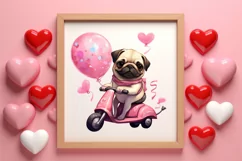 Cute Pug Puppy Valentine Clipart, Valentines Clipart Product Image 3