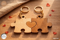 Puzzle Pieces Couple Keychains SVG Bundle | Laser Cut Product Image 3