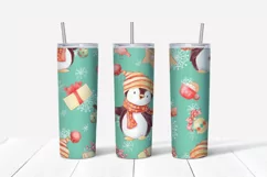 Christmas cute snowman Skinny tumbler wrap design Product Image 4