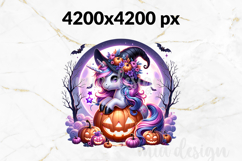 Halloween Unicorn Witch PNG, Magic Wand Sublimation Design Product Image 2
