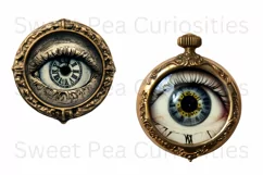 Clocks, Eyes, Steampunk, Ephemera, PNG, watercolor, Clipart Product Image 3