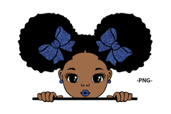 Blue Glitter Afro Girl SVG Black Girl Clipart Cute Clipart Product Image 3