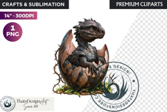 Cute Baby Dragon in a egg Clipart, dragon egg, Fantasy PNG Product Image 1
