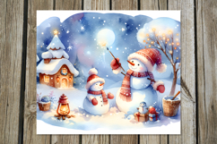 Christmas snowman card | Xmas Skinny tumbler sublimation Product Image 3